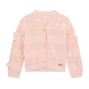 GUESS KIDS Розова трикотажна жилетка с панделки и копчета - Снимка 1