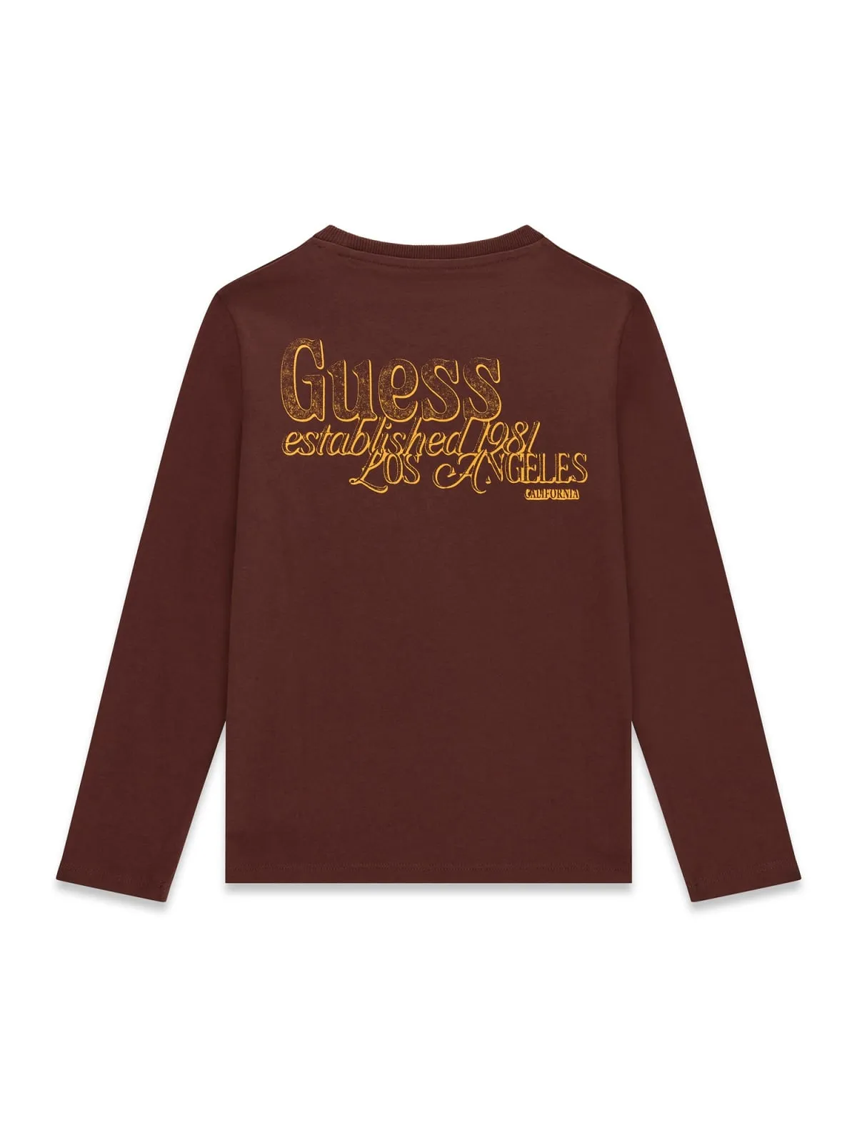 GUESS KIDS Трикотажна детска блуза в шоколадов цвят - Снимка 2