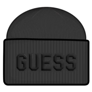 GUESS KIDS Черна плетена детска шапка с релефно лого - Снимка 1