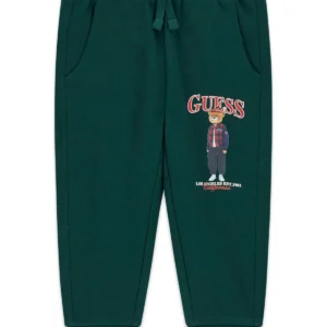 GUESS KIDS Спортни панталони за момчета с мече в зелено - Снимка 1