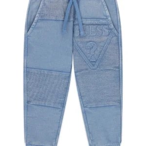 GUESS KIDS Детски сини спортни панталони с еластичен колан - Снимка 1