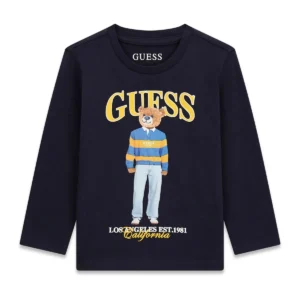 GUESS KIDS Трикотажна блуза с мече принт за малки момчета - Снимка 1