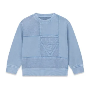 GUESS KIDS Детски син суичър с лого и удобна кройка - Снимка 1