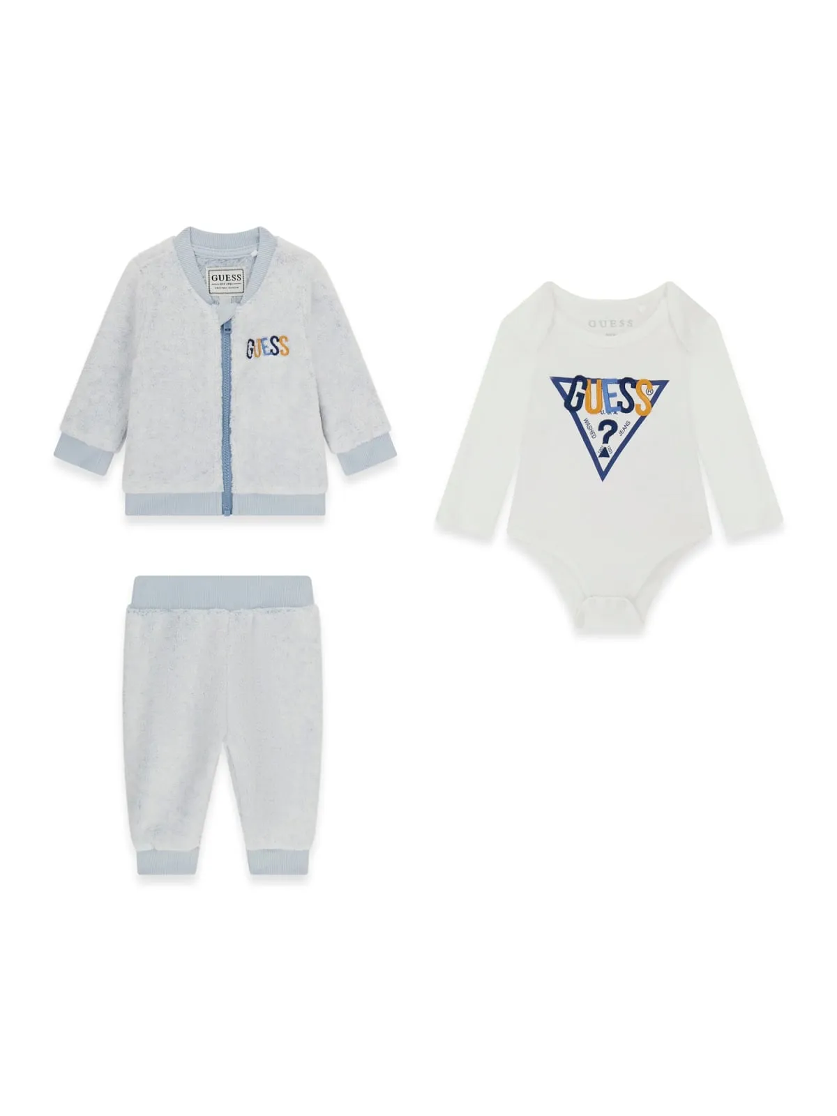 GUESS KIDS Бебешки спортен комплект в небесно синьо в три части - Снимка 2