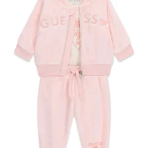 GUESS KIDS Спортен розов комплект за момиченца с цип - Снимка 1