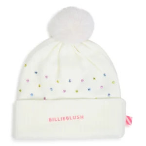 BILLIEBLUSH Трикотажна шапка с цветни кристали и помпон - Снимка 1